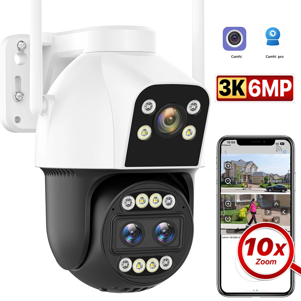 PTZ Speed Dome WIFI IP Camera 4K 6MP HD Outdoor 10X Zoom Wireless Camera IR 30m 2-Way Audio Security CCTV Surveillance Camhipro