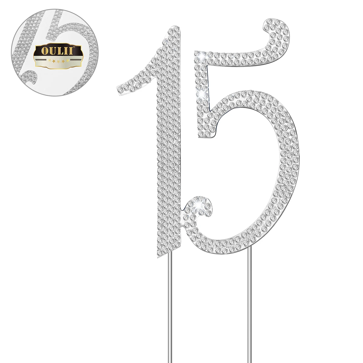 

Rhinestone Birthday Anniversary Number Topper Birthday Cake Topper Alloy Reusable Party Cake Decorations