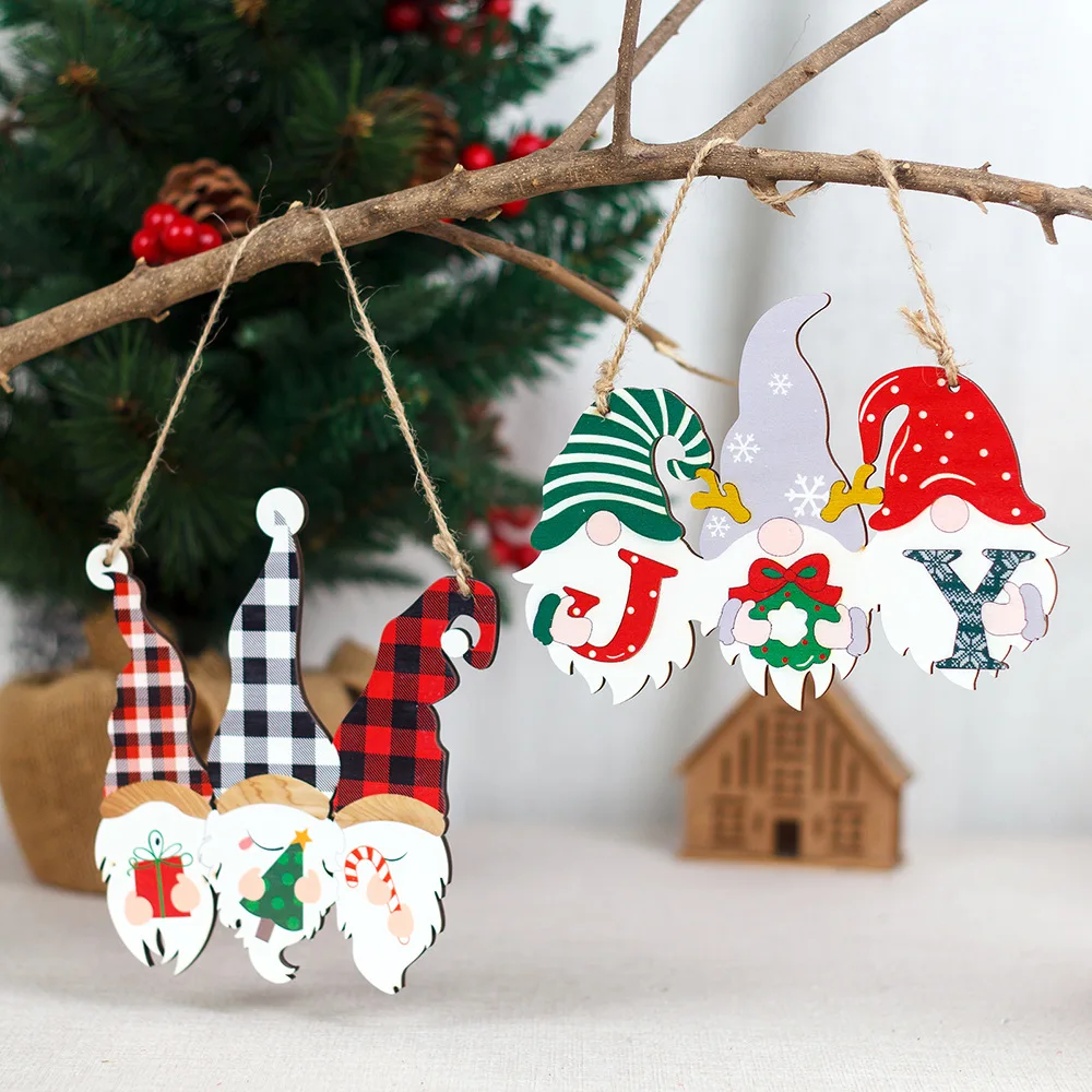 Xmas Hanging Wood Ornaments for Christmas Tree DIY Assembly Christmas Decoration for Home New Year Gift Christmas Craft Supplies