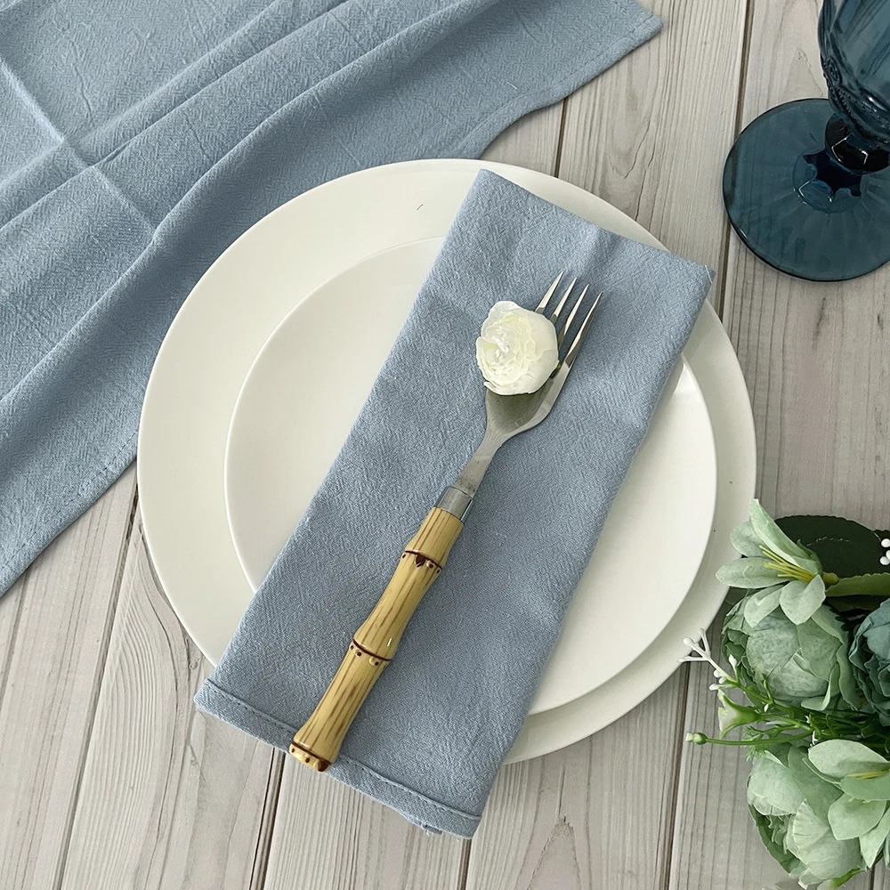 

50pcs Cotton Cloth Napkins Dusty Blue Fabric Serviette 30x45cm Kitchen Tea Table Towels for Home Wedding Decoration Christmas