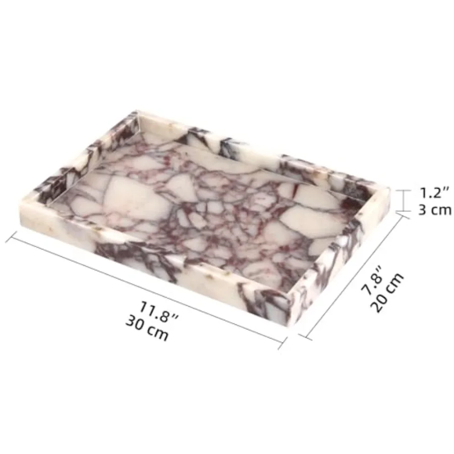Marble Bathroom Vanity Tray, Natural Luxury Vanity Home Kitchen Bathroom Table Tray, Stone Decorative Countertop Dresser Trays view 6