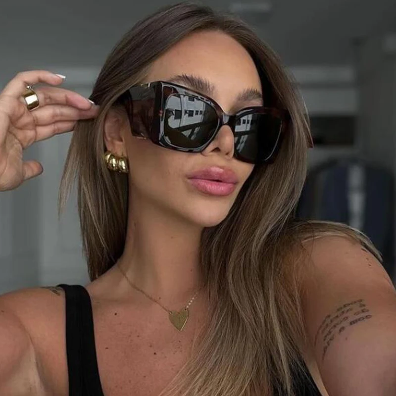 نظارات شمسية قديمة كبيرة الحجم للنساء والرجال ، مصمم علامة تجارية عتيقة ، مربع ، إطار سميك ، أرجل واسعة ، نظارات شمسية ، ظلال ، حماية UV400