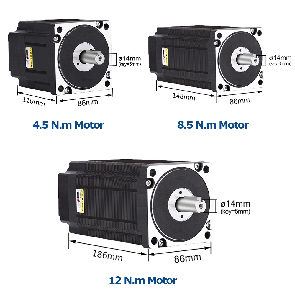 Imagem -02 - Motor de Passo com Circuito Fechado Nema34 Codificador Hybird Fácil Servomotor e Redutor Planetário Kit de Fonte de Alimentação de 400w 45nm 8.5nm 12nm Nema34 86 mm