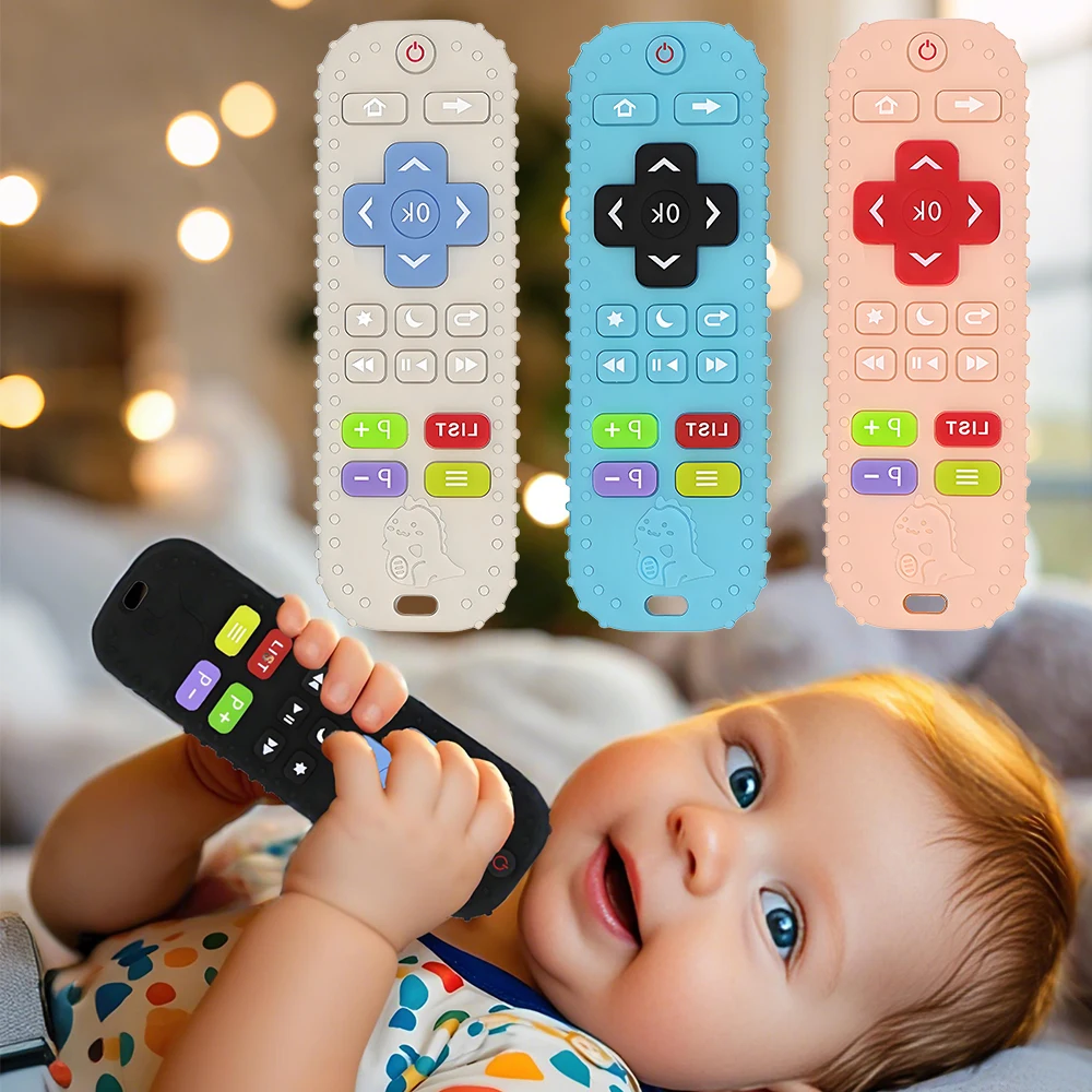 Children's Silicone Teething Remote Control Baby Mouthing Period Soothing Teething Toys Silicone Teeth
