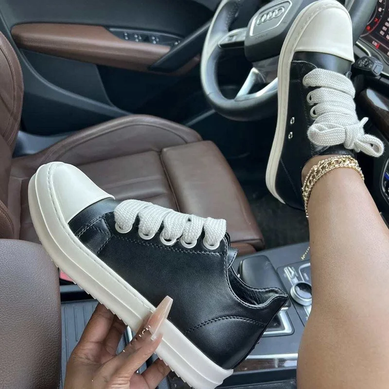 Casual Shoes Pink PU Leather Shoes for Women Boots Male Luxury Designer Lace-up Women's Sneakers