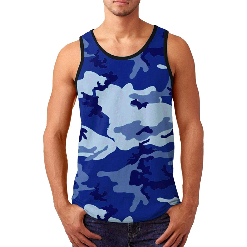 Camouflage 3d Print Tank Top For Men Summer Classic Gym Fitness T-Shirt Street Sports Running Sleeveless Tees Tops Camo Vest