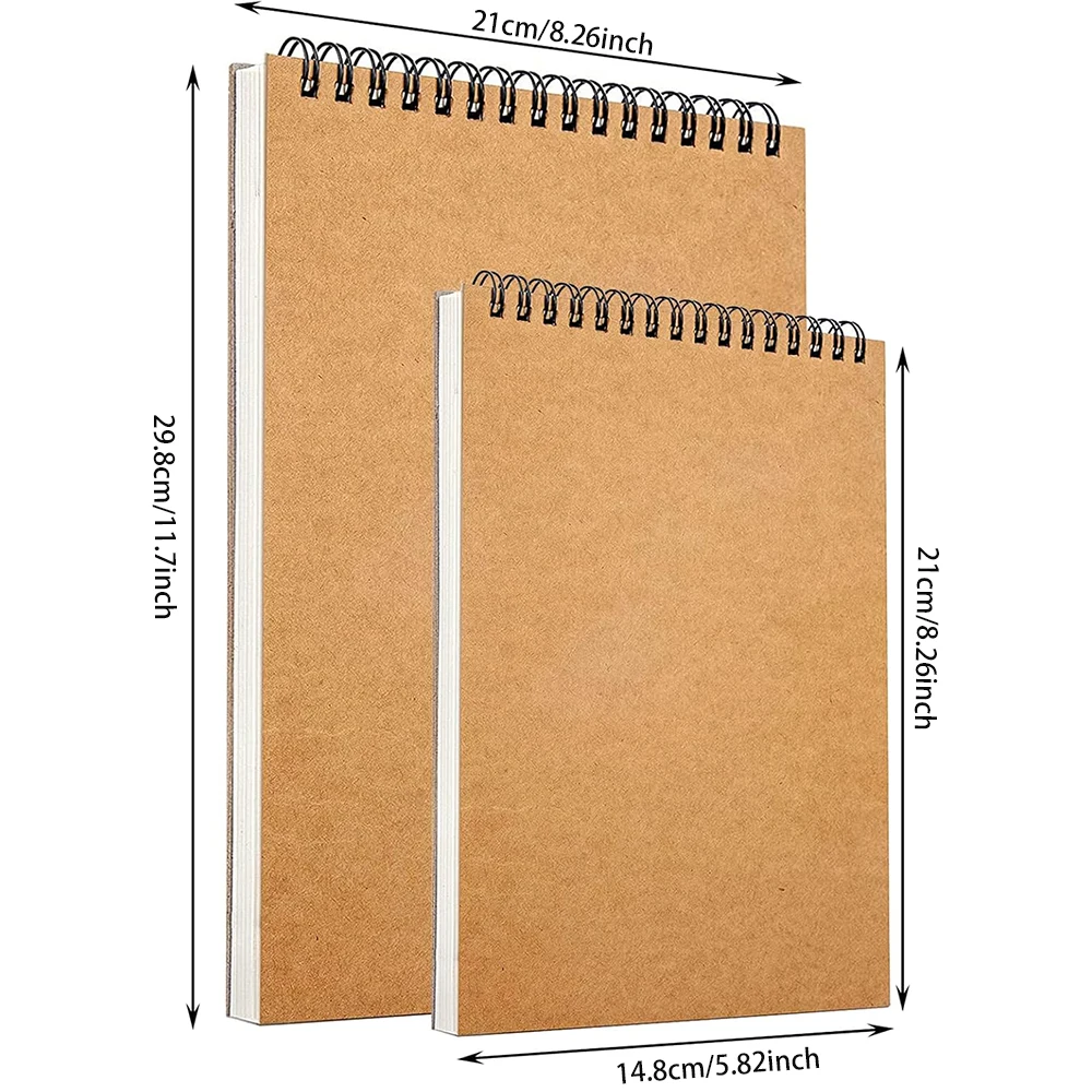 1pc A5/A4 Sketch Book 100 Sheets, 100gsm, Hard Bottom Cover Spiral Bound Hardback Sketch Pad