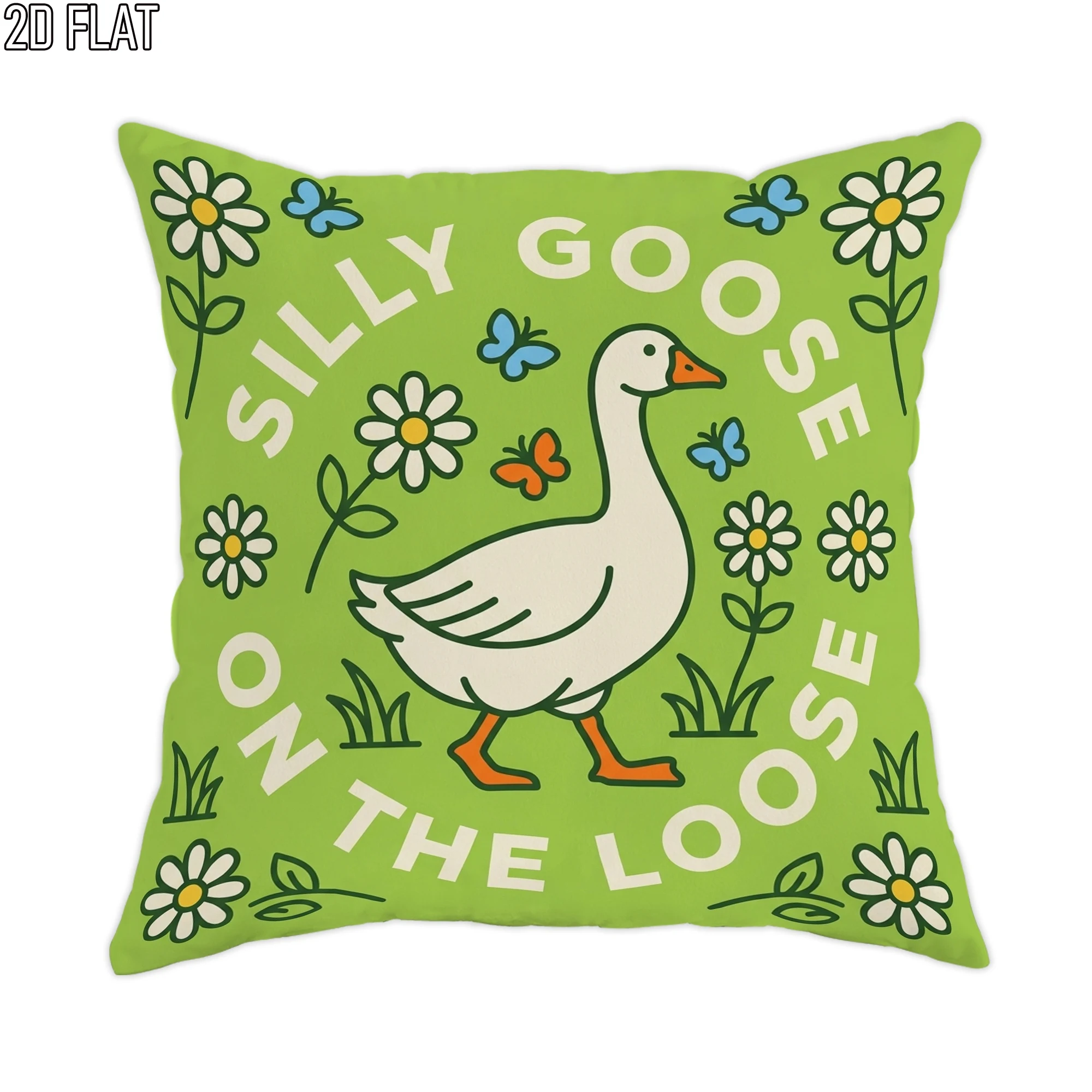 2D Flat 1pc Cartoon Goose Throw Pillow Covers Green Pillowcases One-Sided Printing Without Pillow Inserts Sofa Bed Decor for Bedroom Living Room