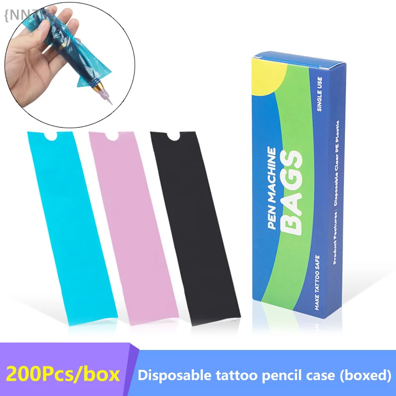 

200 Pcs Tattoo Clip Cord Sleeves, Disposable Plastic Covers For Tattoo Machine Pen Black Blue