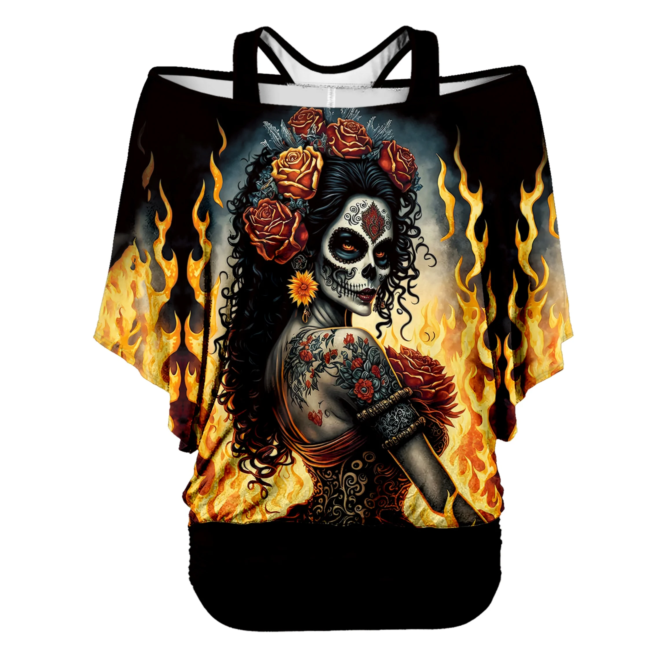 Punk Skull/Tiger Art  Print Women's Plus-Size T-Shirt Elegant T Shirts Summer Tops Summer Women's T Shirts