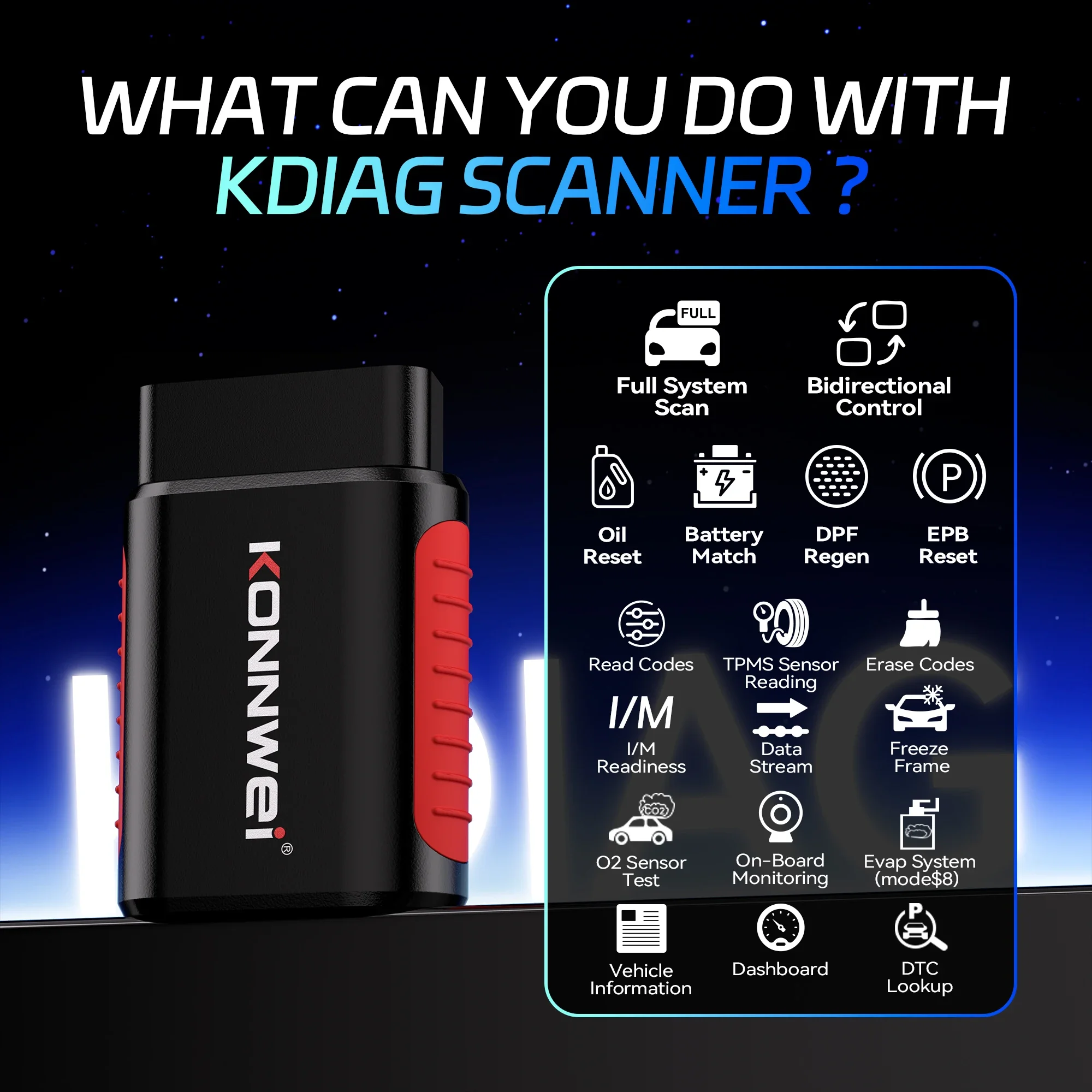 2026 KONNWEI KDIAG Vollsystem-OBD2-Scanner Auto-Diagnosegerät Lebenslang Kostenlose Fehlercode-Lesung und -Löschung Airbag-Öl-Reset Auto-Reparaturwerkzeug – Detail 2