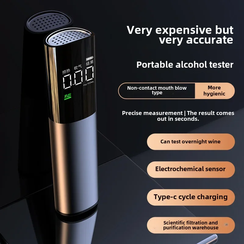 Portable High Precision Alcohol Tester Digital Display Breath Alcohol Detector Smart Self-test Drinking Driving Prohibited