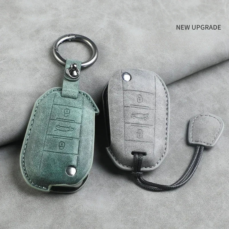 Leather Car Flip Key Case Cover for Peugeot 208 308 408 508 2008 3008 4008 5008 306 407 807 for Citroen C1 C3 C4 CACTUS C6 C8