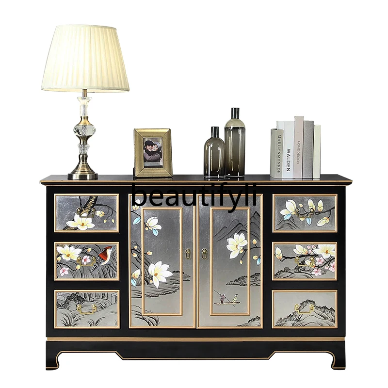 

New Chinese-style entrance cabinet Modern simple screen partition cabinet American painted furniture