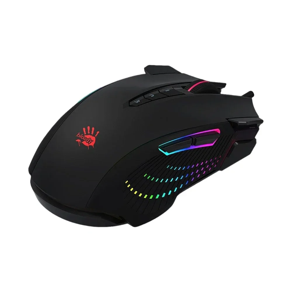 ماوس سلكي A4TECH Bloody J90s إصدار منشط، تصميم مريح RGB PAW3325، ماوس برمجة ماكرو لألعاب الرياضات الإلكترونية خفيف الوزن