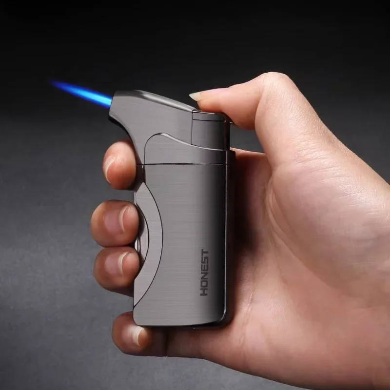 2024 HONEST New Multifunctional Metal Gas Lighter Windproof Jet Blue Flame Pro Cigar Lighter Hidden Tools 360 Degrees Available