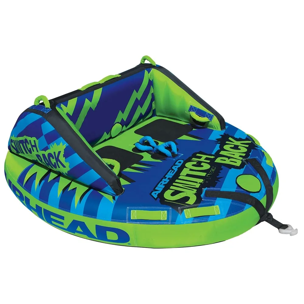 Switchback Towable 1-4 Rider Tube for Boating and Water Sports, Double-Stitched Full Nylon Cover and Patented Speed Safety