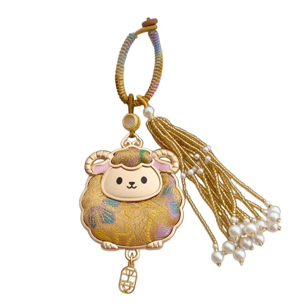 Imitation Song Brocade Tassel Brocade Sheep Pendant Chinese Zodiac Decoration Chinese Style Lamb Keyring Handmade Cartoon Animal