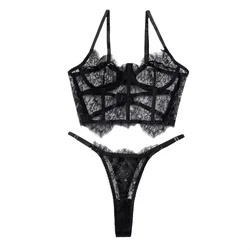 Krasapt Bustier Floral Spitze Sexy Dessous Set Bh Kurze Sets Frauen Unterwäsche Transparent Ungefüttert Hohl Wimpern Spitze Sex Anzug