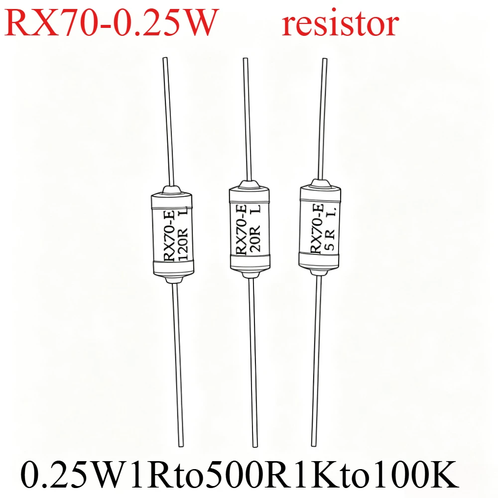 RX70-0.25W High precision sampling High precision low temperature bleaching high stability resistor 0.25W 1R to 500R 1K to100K