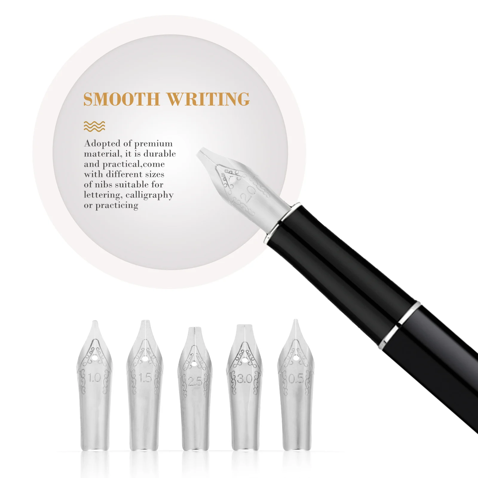 30 قطعة مجموعة أقلام عالمية من الفولاذ المقاوم للصدأ قلم حبر الخط نصائح بديلة لكتابة استخدام توقيع الرسم