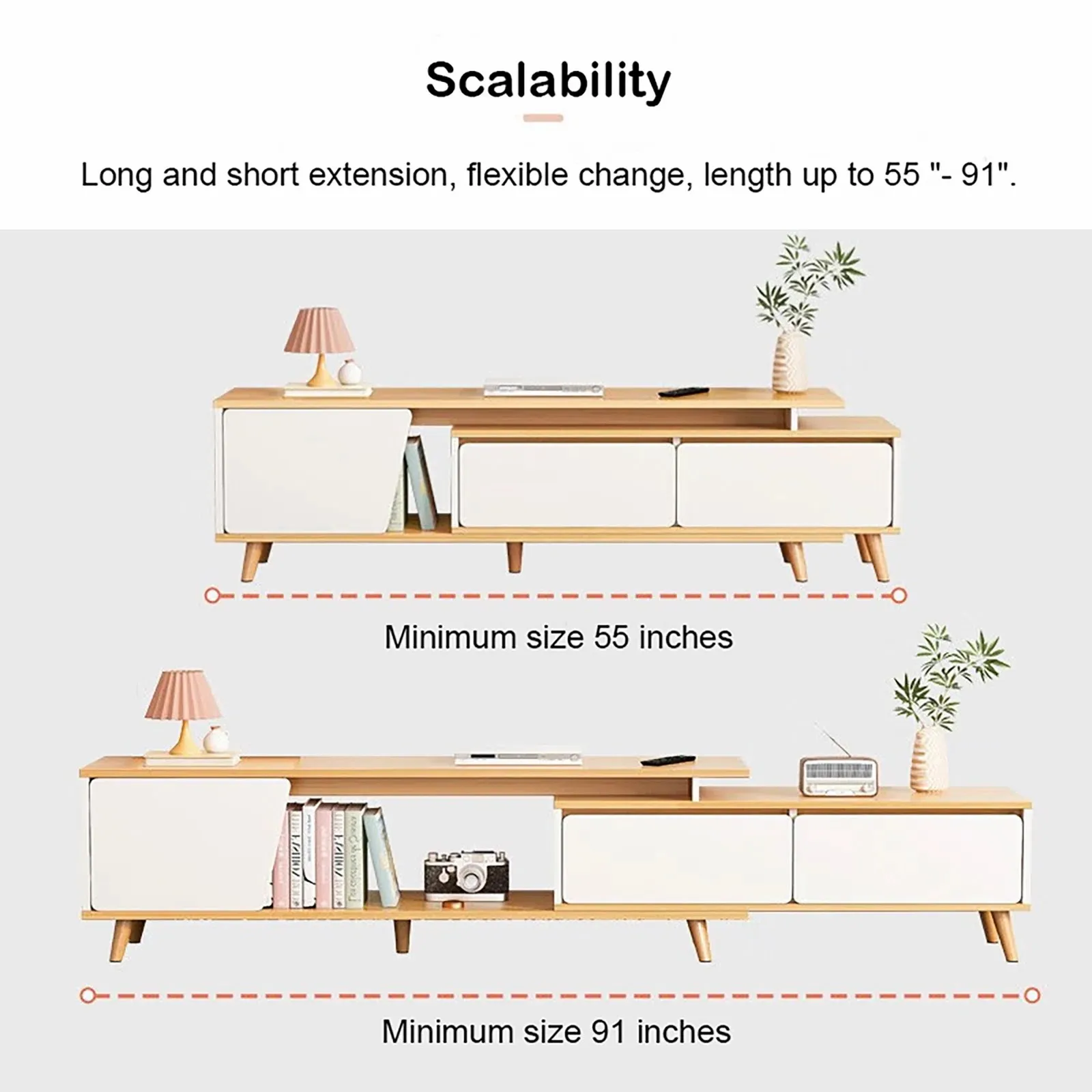 Xiuwoo Tv Tafel Uitschuifbare Tv Rek Moderne Media Opslag Stand Console Tafel