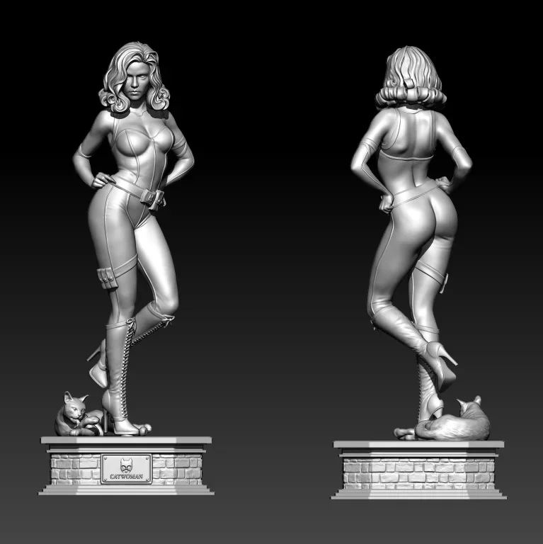 1/24 75mm  1/18 100mm Resin Sexy Cat Girl Woman Figure Unpainted 1/24 7.5cm Figurine  RW-1196