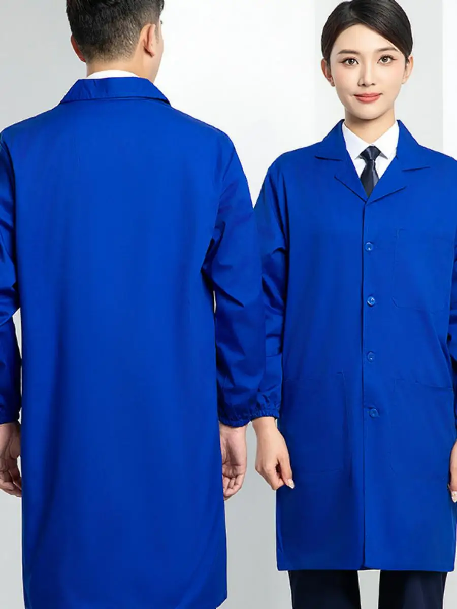 

Light Blue Long Sve Lab Coat Work orm for Men Breathable Cotton Blend Fabric Spring Summer Workwear School orm