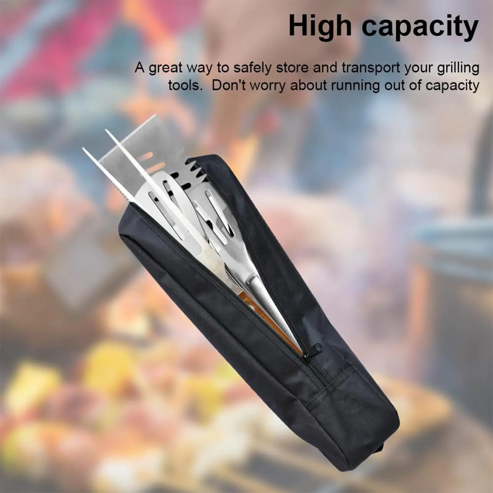Oxford Cloth Grill Utensil Storage BBQ Tools Barbecue Bag for Outdoor Barbecue Foldable Grilling Bag for Camping and Hiking BBQ