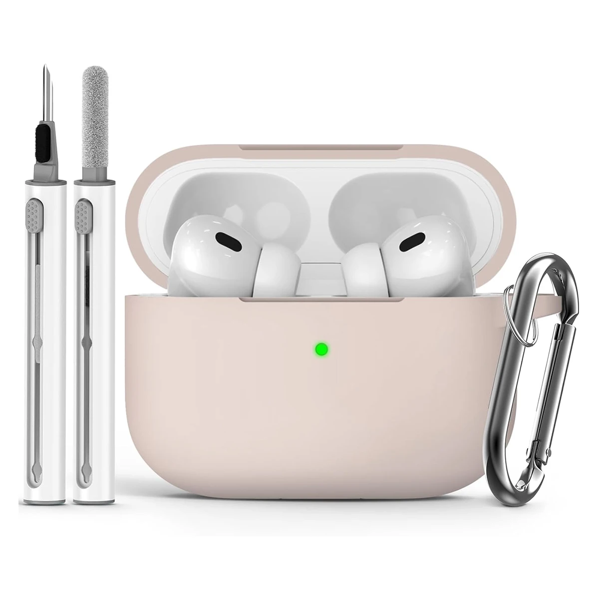 Airpods Pro-クリーナーキット付きソフトシリコンケース,Appleヘッドフォン用ソフトシリコンプロテクター,第2世代および第1世代