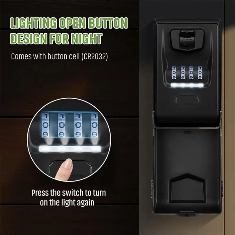 【HOME TOOLS】Password Key Box Wall Mounted Lock Storage Box With Led Light Waterproof Cover Large Capacity High Security Key Box