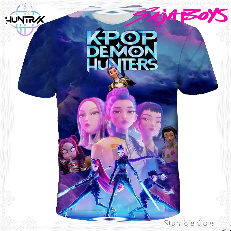 

3D Cartton Short Sleeve Summer Kids Kpop Demon Hunters Casual Fashion Boys Girls T-Shirt Anime Clothes