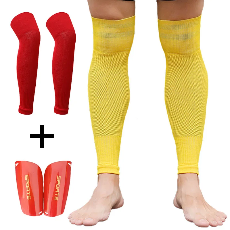 

A Set Soccer Shin Guards Football Calf Socks Over Knee Leg Protector Socks Men Kids Footless Calf Cover Leg Brace Sleeves