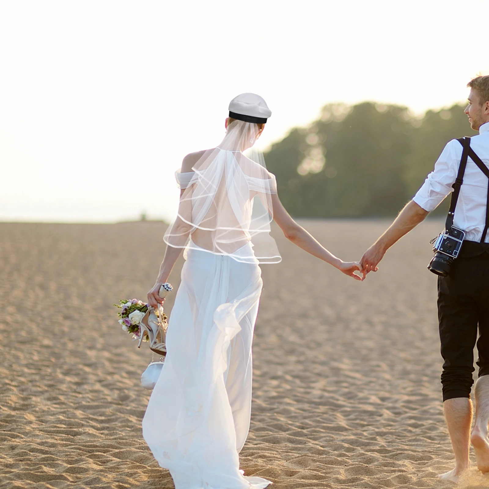 

Bride Sailor Hat Beach Party Accessories Women Outfit Bridal Navy Veil Wedding Hair Elegant Charm Cool Exquisite