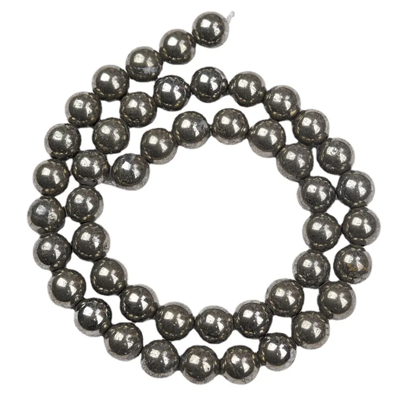 Großhandel mit runden Pyritperlen, halbfertiges DIY-Armbandzubehör, Zubehör für verstreute Schmuckherstellung – Detail 5