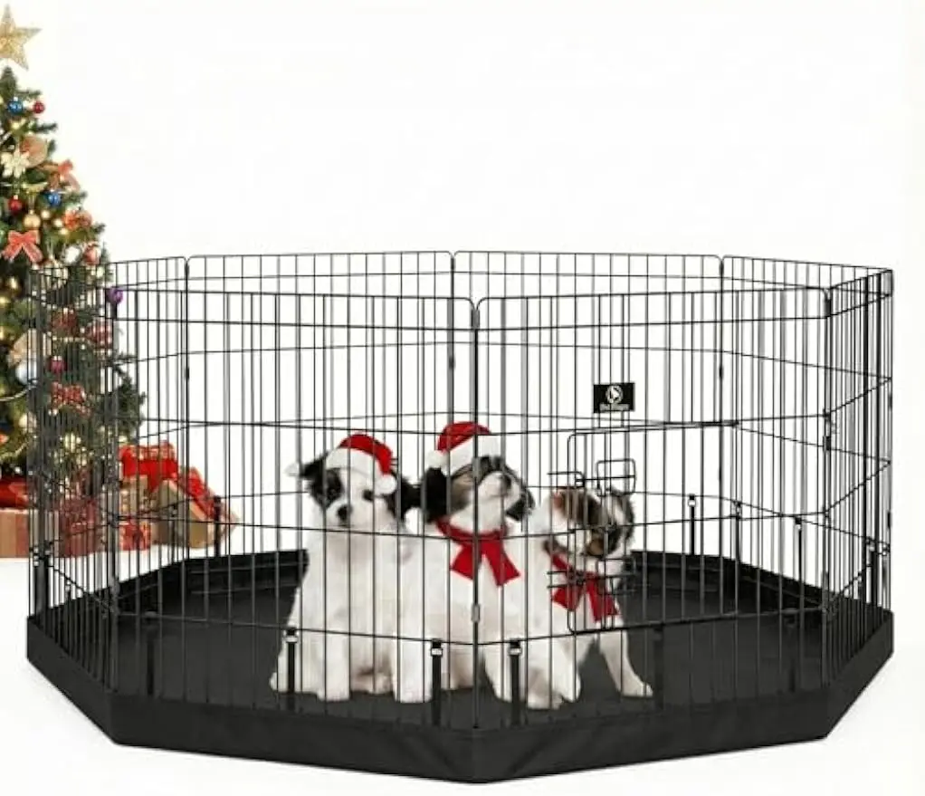 

Складной металлический манеж для собак с 8 панелями и нижней подушкой — забор для домашних животных на открытом воздухе для маленьких и средних домашних животных