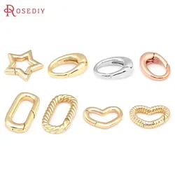 4PCS 18K Gold Color Brass Heart Star Rounded Rectangle Shape Connect Clasps Jewelry Making Supplies Diy Findings Accessories