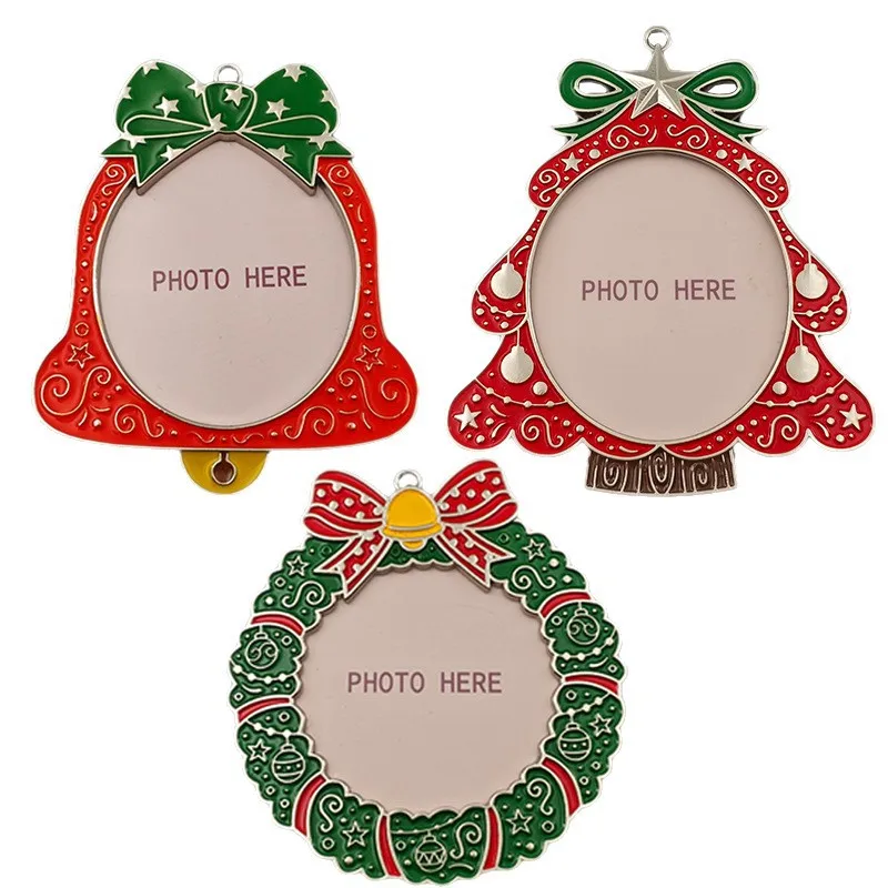 

ZML Christmas decoration metal photo frame creative Christmas flower pendant Christmas tree decoration