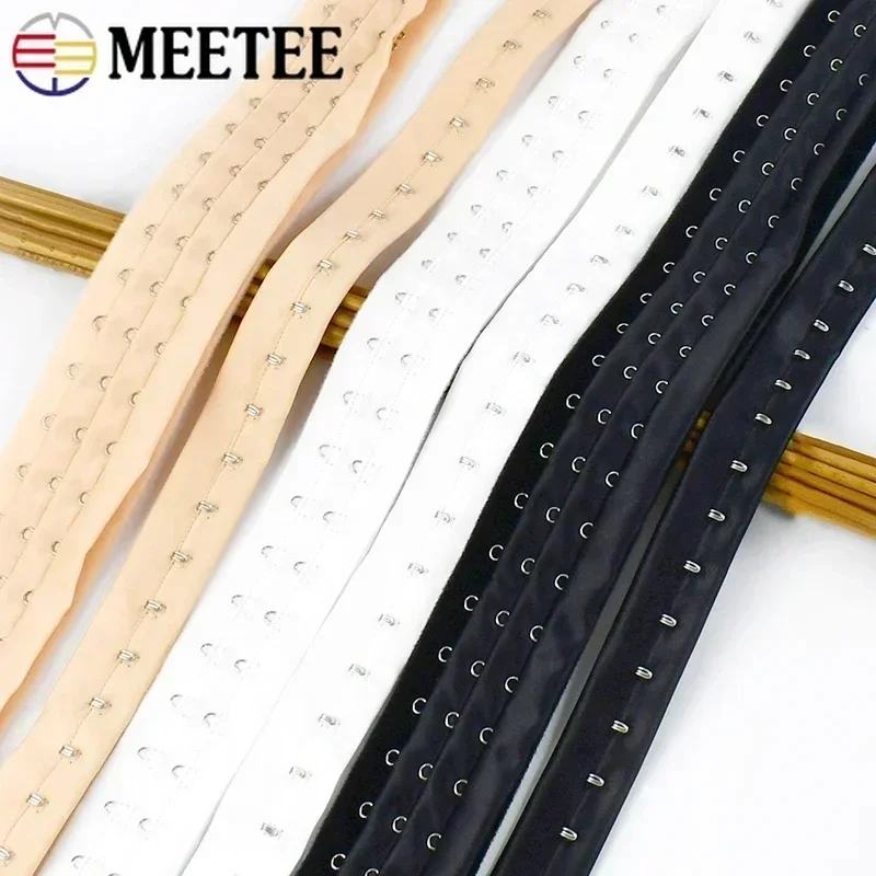 

1/2Yards 3 Rows Bra Extender Underwear Hook Corset Back Buckle Waistband Clothes Extension Strap Ribbon DIY Sewing Accessories