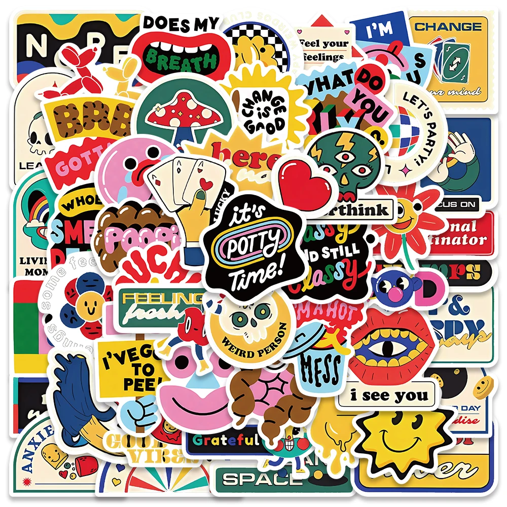 

50pcs Funny Interesting Cartoon Graffiti Stickers Decals For Kids Toys Laptop Luggage Stationary Guitar Scrapbook Phone Sticker