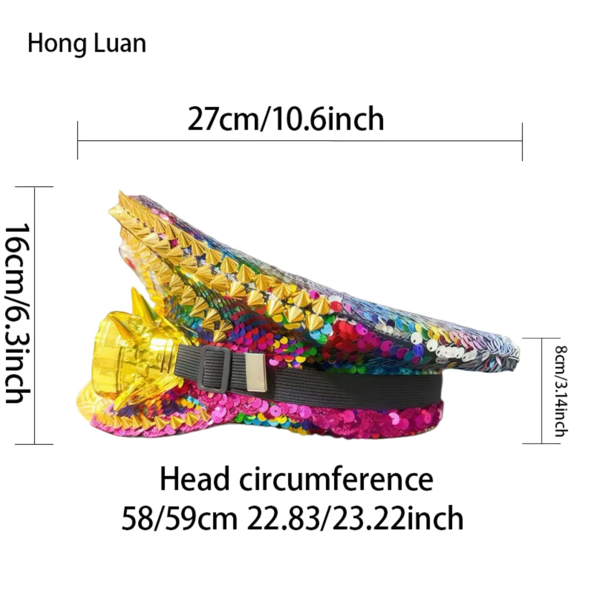 ホンルアン ゴールデンゴーグル キャプテンハット ラインストーン付き 音楽祭 女性用 カーニバルコスチュームハット＆コスプレ 女性用アクセサリー