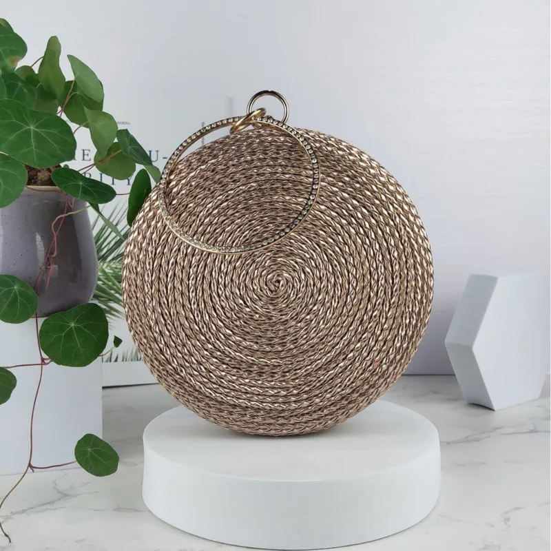 Minimalist Straw Bag Round Woven Bag 2024 New Crossbody Purse Women Shoulder Vocation Style Handbag Crossbody Bag For Girl