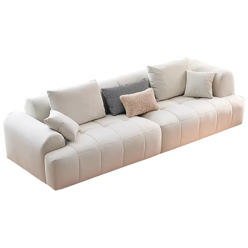 

Bread sofa Internet celebrity French cream wind cat scratch cloth cloth sofa living room furniture modern simple cloud