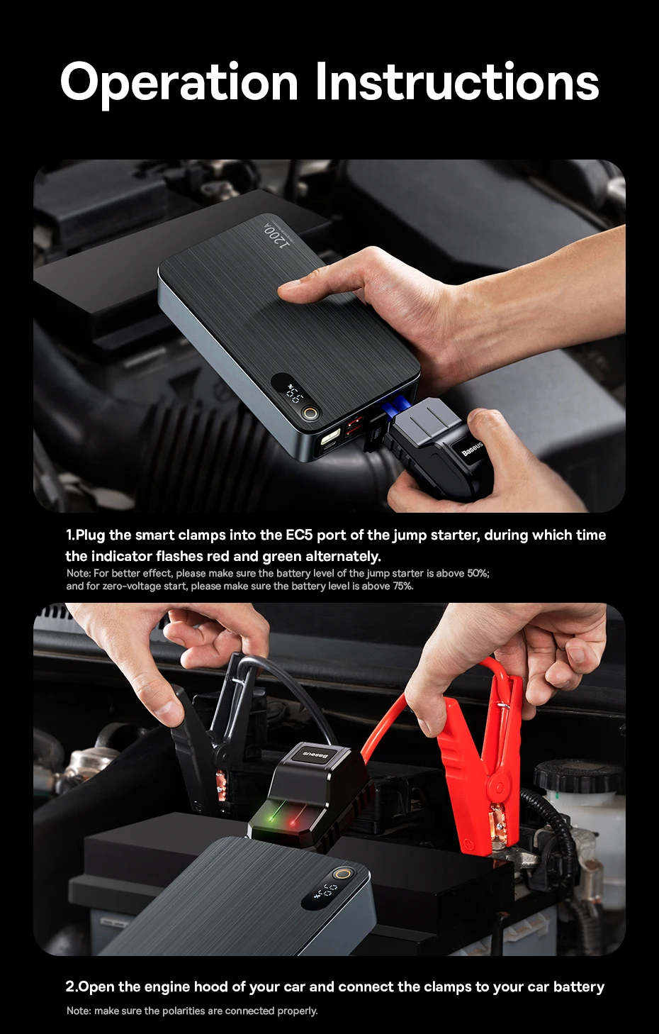 Baseus 1200A Auto Starthilfe Power Bank 12000 mAh Auto Batterie Booster für Diesel Benzin Auto Notstartgerät – Detail 17