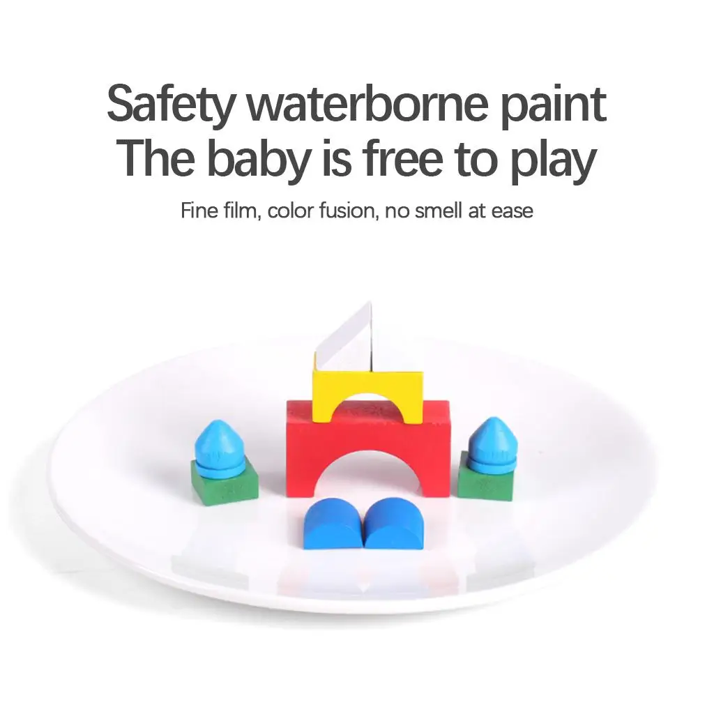 Wooden Building Blocks Playset Educational Toys for Kids 3 4 5 Year Old Preschool Learning Stacking Bricks Construction Table