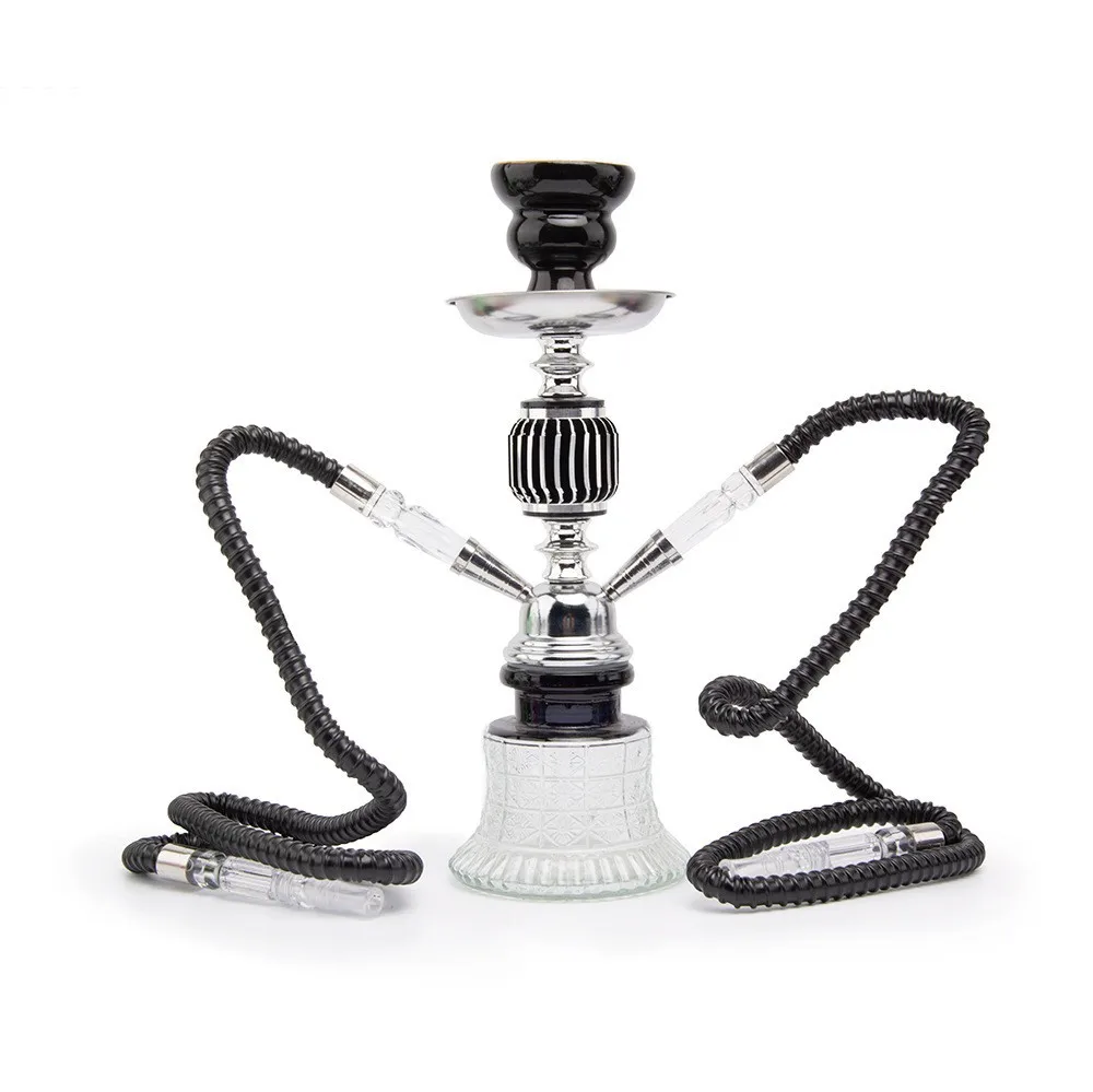 

Black Hookah Shisha Aluminum Ball Shisha Two Tubes Arabic Hookah Small Botlle Hookah For Party Bar Specific Use Hookah
