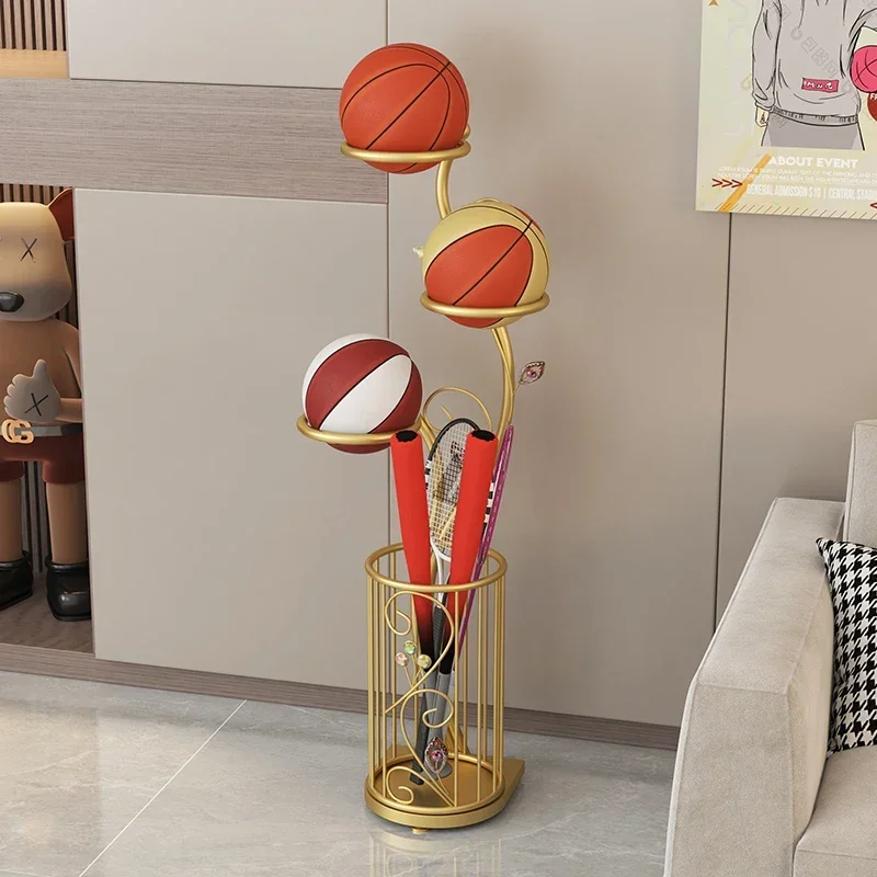 Multifunctional Steel Basketball Storage Holder Indoor Football and Volleyball Racks, Kindergarten Storage Solution