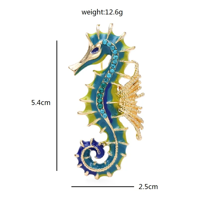 Wuli&baby Enamel Seahorse Brooches For Women Men New Design Hippocampus Animal Party Office Brooch Pin Gifts