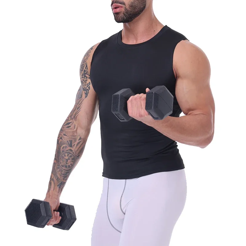 Men Compression Tank Top Slim Sleeveless Vest Breathable Quick Dry for Fitness Gym Sweat Cycling Active Tops