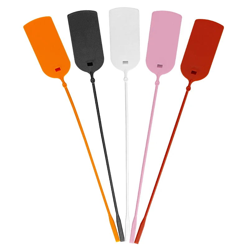 100Pcs Custom Logo Disposable Anti-tamper Plastic Security Seals Hang Tags for Clothing Shoes 200mm 7.8\